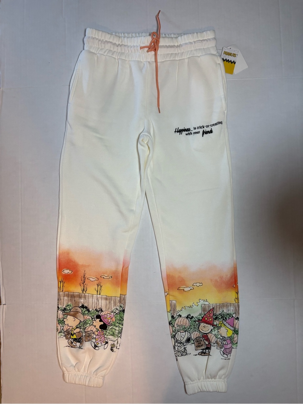 Peanuts Halloween Sunset Scene Graphic Jogger Sweatpants XS NWT